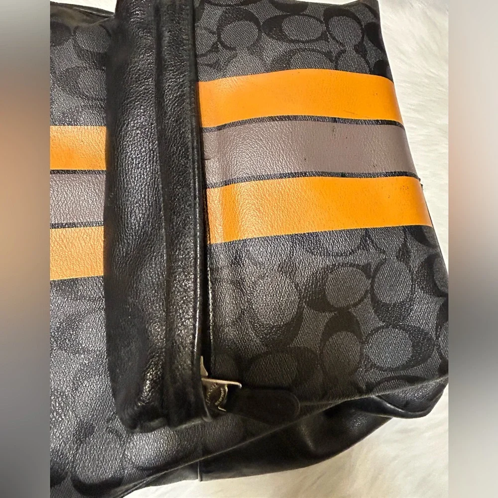 Coach Charles Varsity Men's Black/Charcoal and Orange Backpack - Picture 3 of 15
